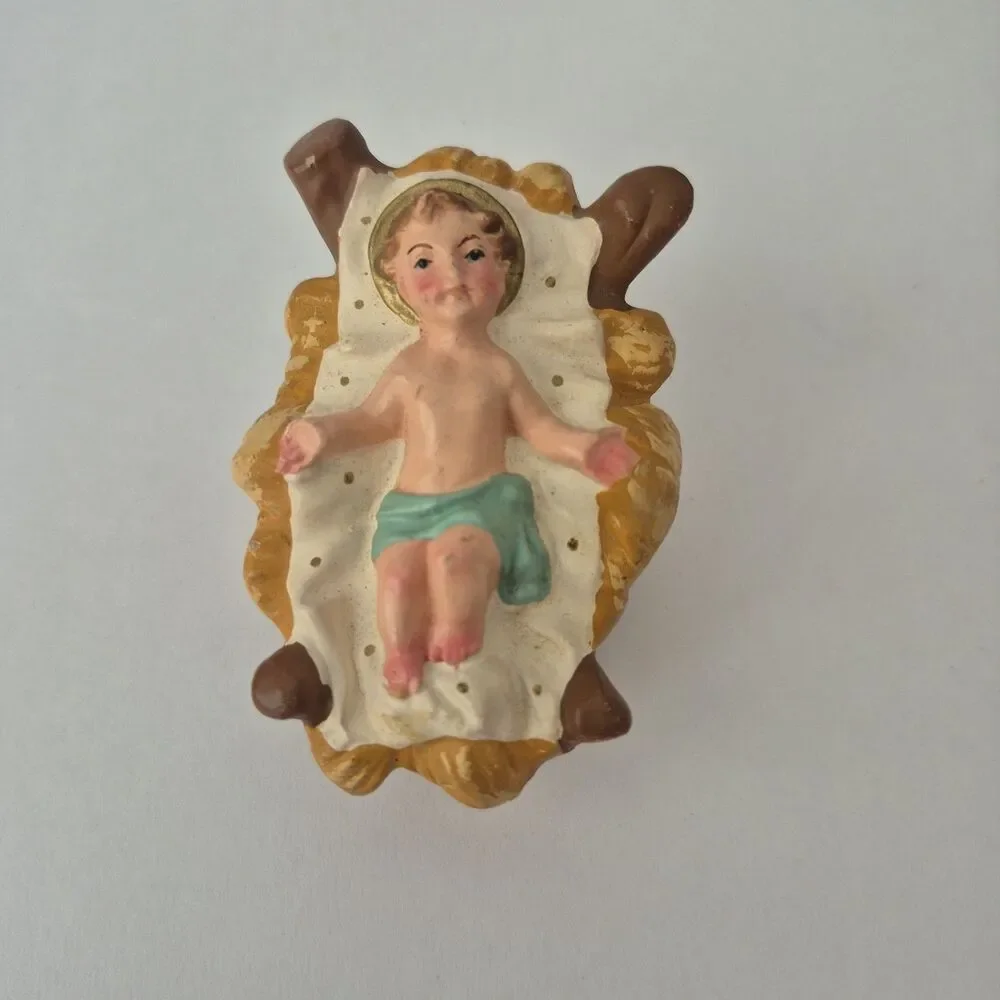 Vintage Italian Paper Mache Nativity Replacement Figures Mary & Baby Jesus